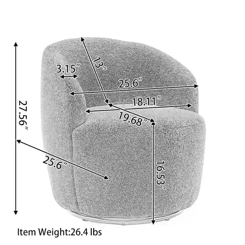25.6 Swivel Barrel Chair with Black Coating