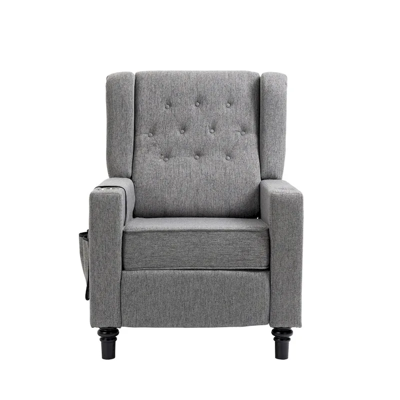 Button Tufted Wingback Push-Back Fabric Recliner Chair with Footrest