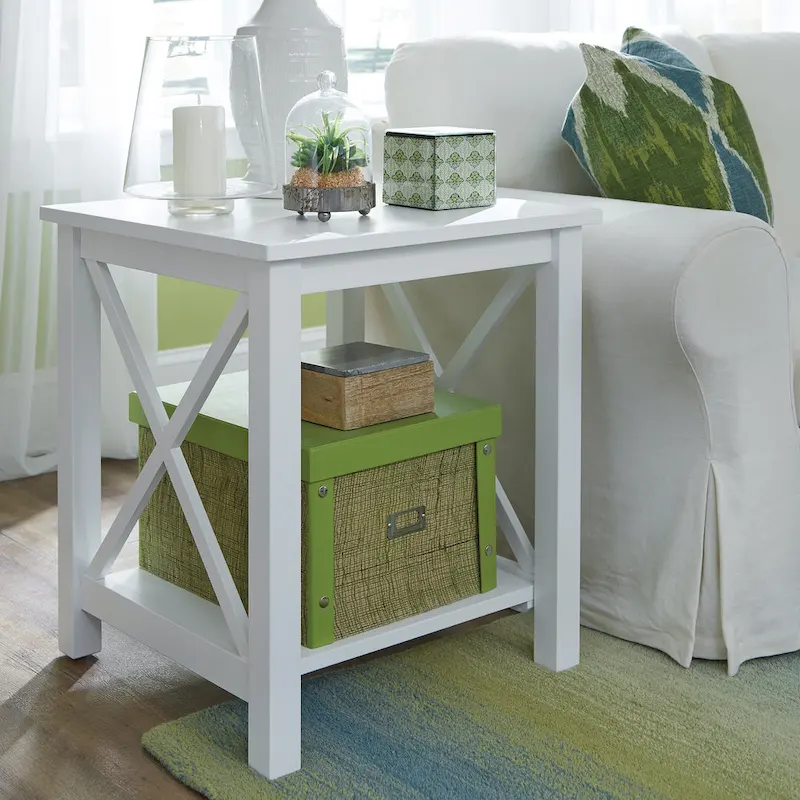 Solid Wood End Table, Classic Hampton Style Accent Side Table for Living Room or Bedroom