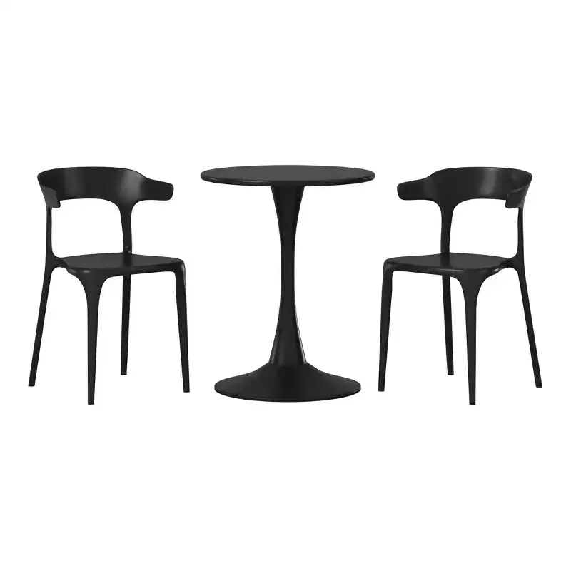 WestinTrends Playa 3-Piece Outdoor Metal Patio Dining Table Set With Stackable Modern Patio Side Chairs