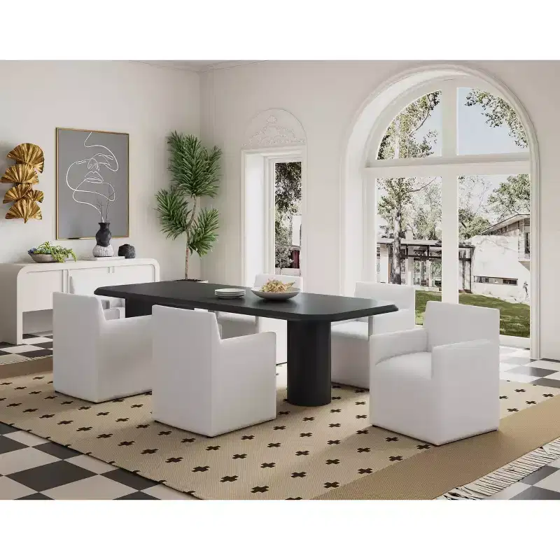 Set of 2 Anna Modern Square Faux Leather Dining Armchairs - Manhattan Comfort