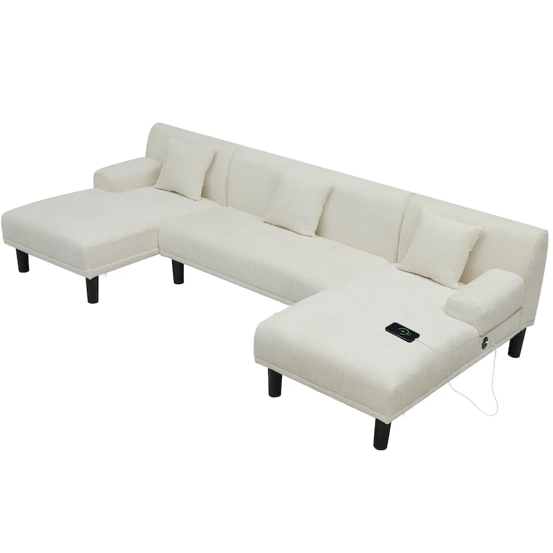 Sectional Couches U Shaped Sofa Chenille Modern Modular Couch - 45.6W x 106.3L x 26.7H