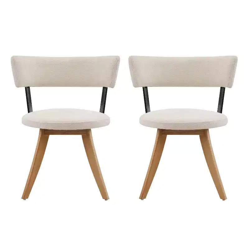 Christopher Knight Home Youngho Modern Rubber Wood Upholstered Dining Chairs with Curved Back (Set of 2)