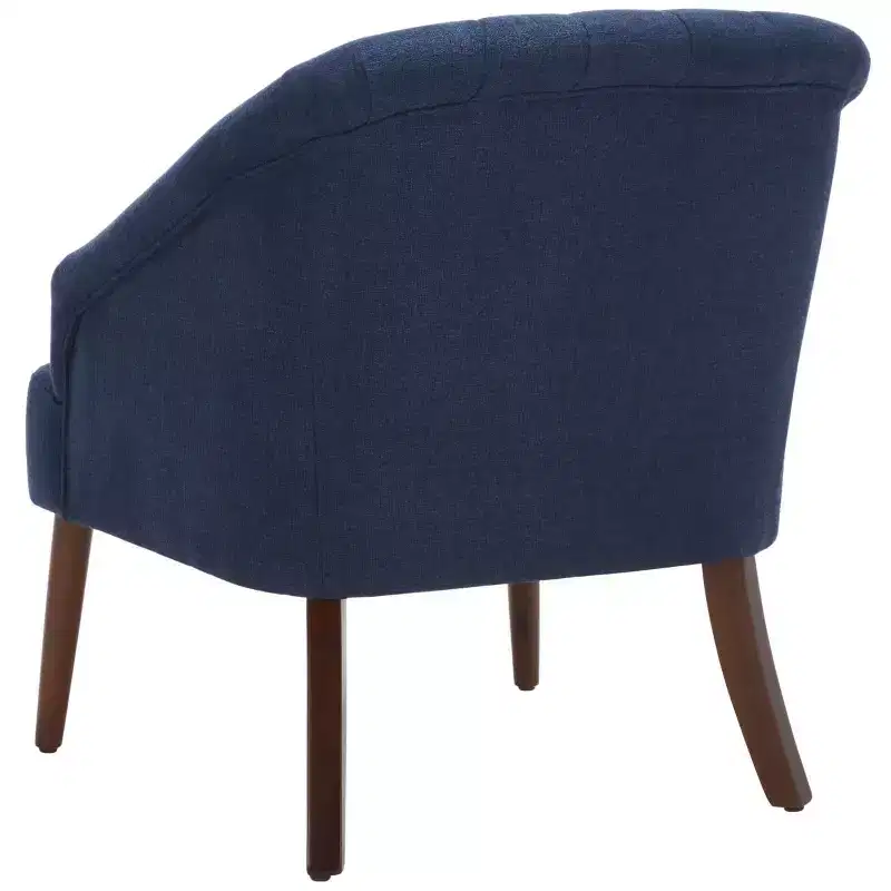 Polyester & Wood Accent Chair — White