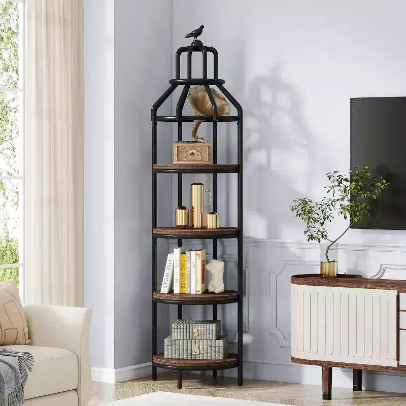 Tribesigns 4-Tier Birdcage-Shaped Bookshelf, Freestanding Book Display Rack