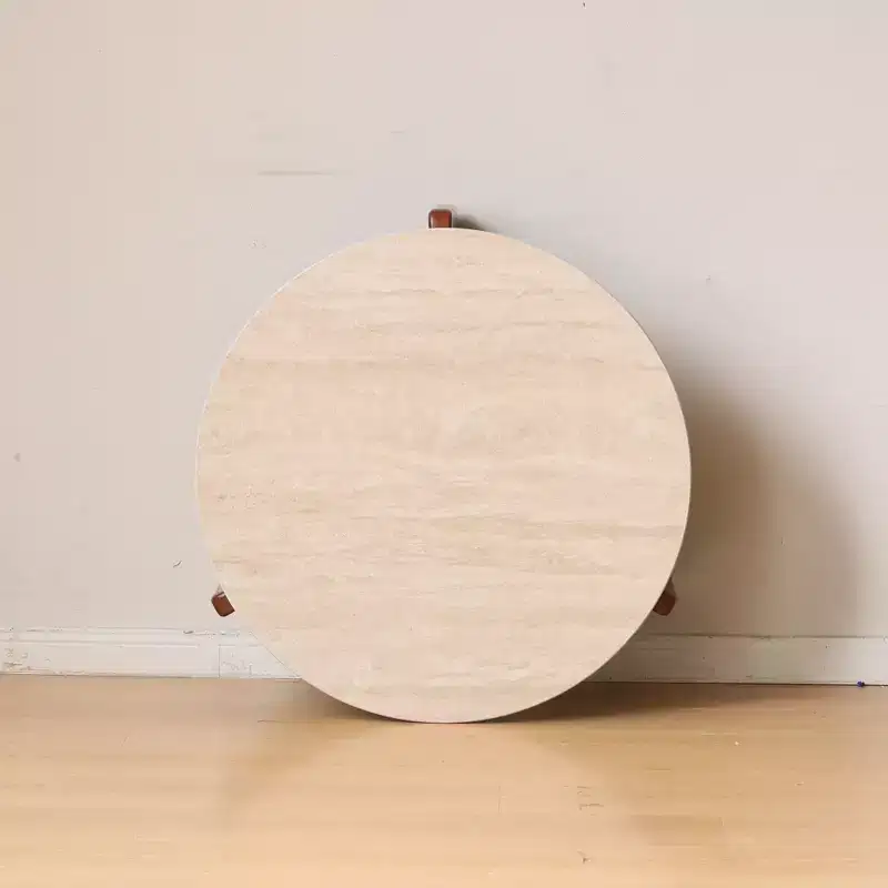 Bellamy Solid Wood Round Coffee Table with Sintered Stone Top