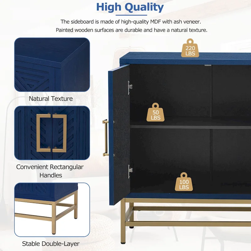 Sideboard Buffet Cabinet with Adjustable Shelves