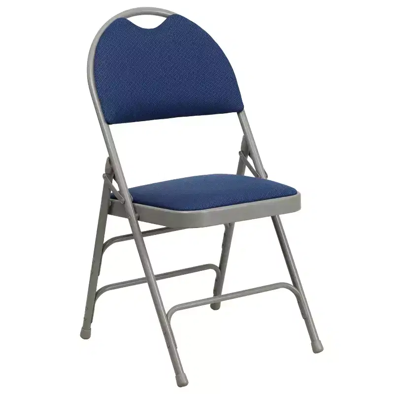 Extra Large Ultra-Premium Triple Braced Metal Folding Chair with Easy-Carry Handle