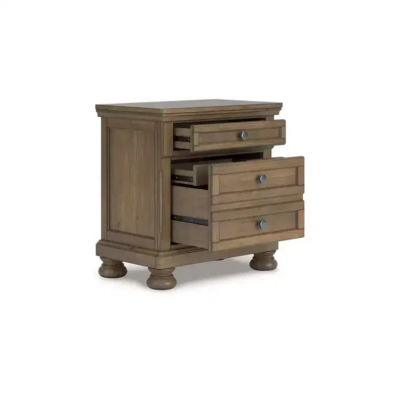 Signature Design by Ashley Glarrison Two Drawer Night Stand - Brown with Aged Pewter Hardware