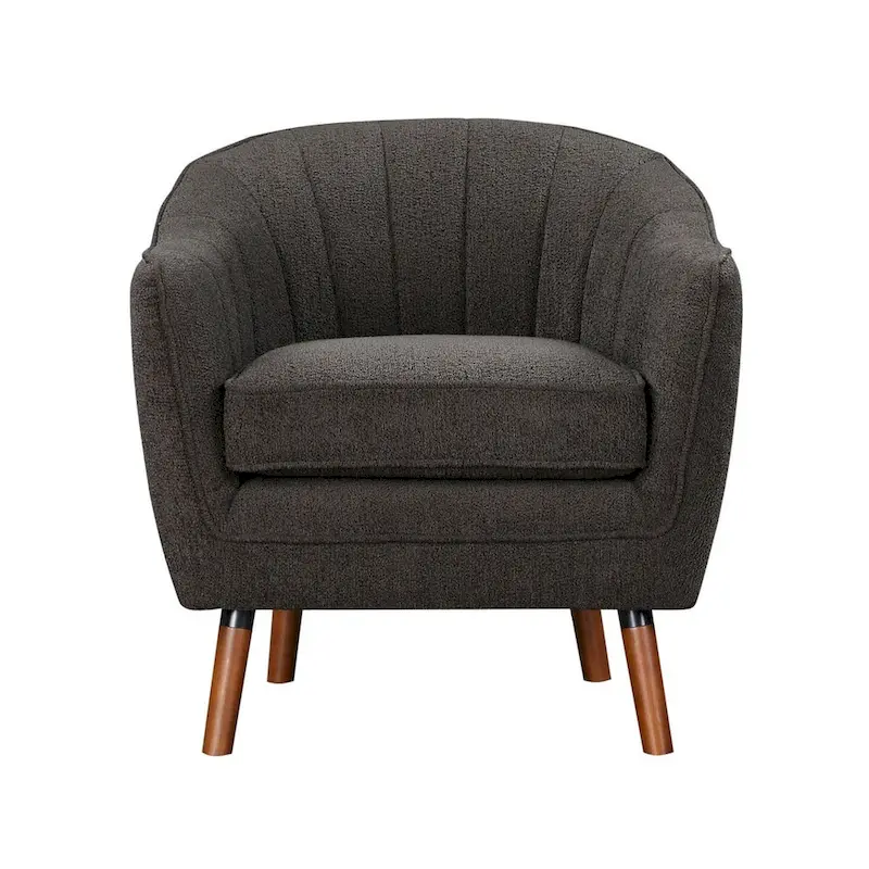 31 Inch Accent Armchair with Polyester Upholstery and Wood Legs