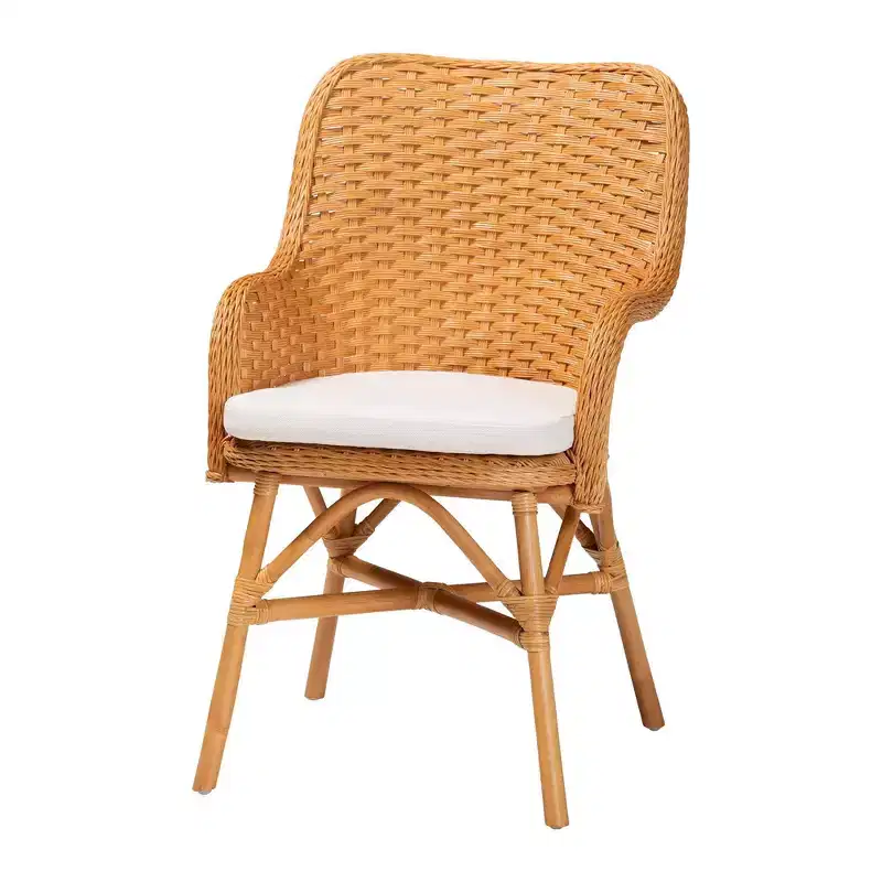 Celsie Rattan Dining Chair Light Honey/White
