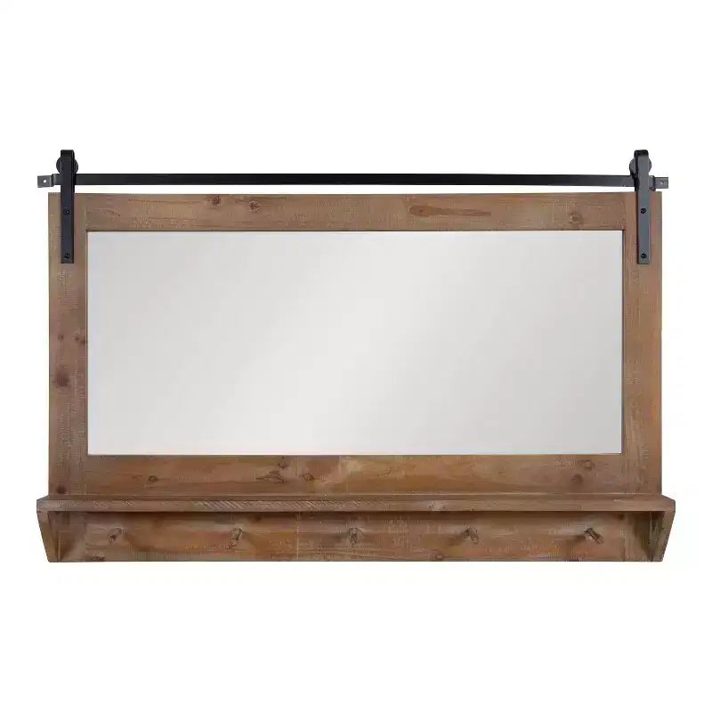 42 x 27 Cates Framed Wall Mirror with Shelf and Hooks - Kate & Laurel All Things Decor