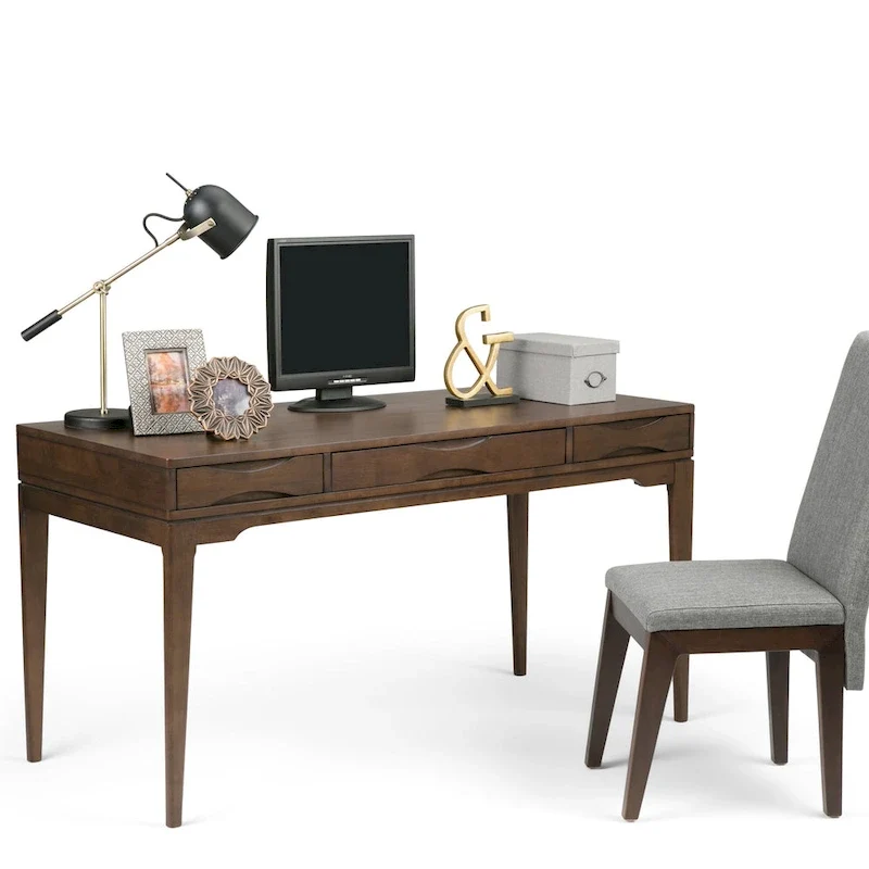 WYNDENHALL Pearson SOLID HARDWOOD Mid Century Modern 60 inch Wide Writing Office Desk