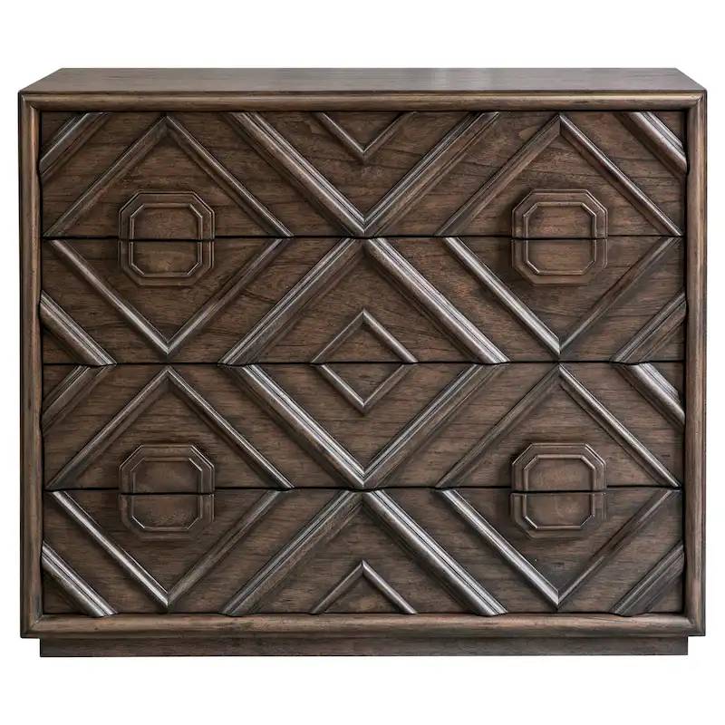 43 Walnut Brown Contemporary Rectangle Drawer Chest
