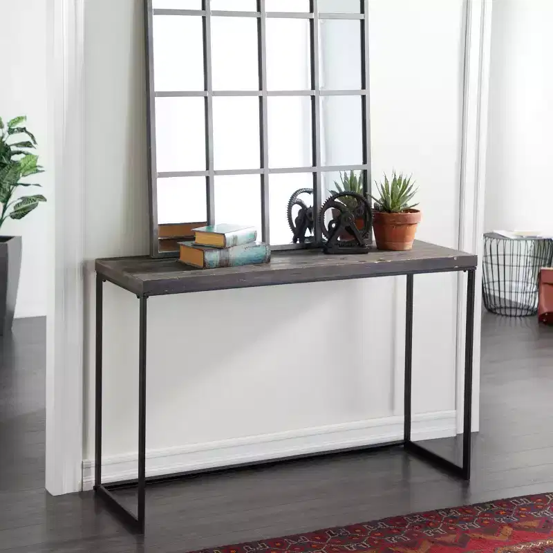 Contemporary Metal Console Table Brown - Olivia & May: Sturdy Black Entryway, Indoor Use, Some Assembly Required