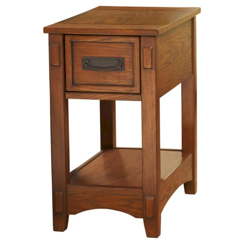 Brown wood chairside table - 13 inches wide x 22.13 inches deep x 23.13 inches high
