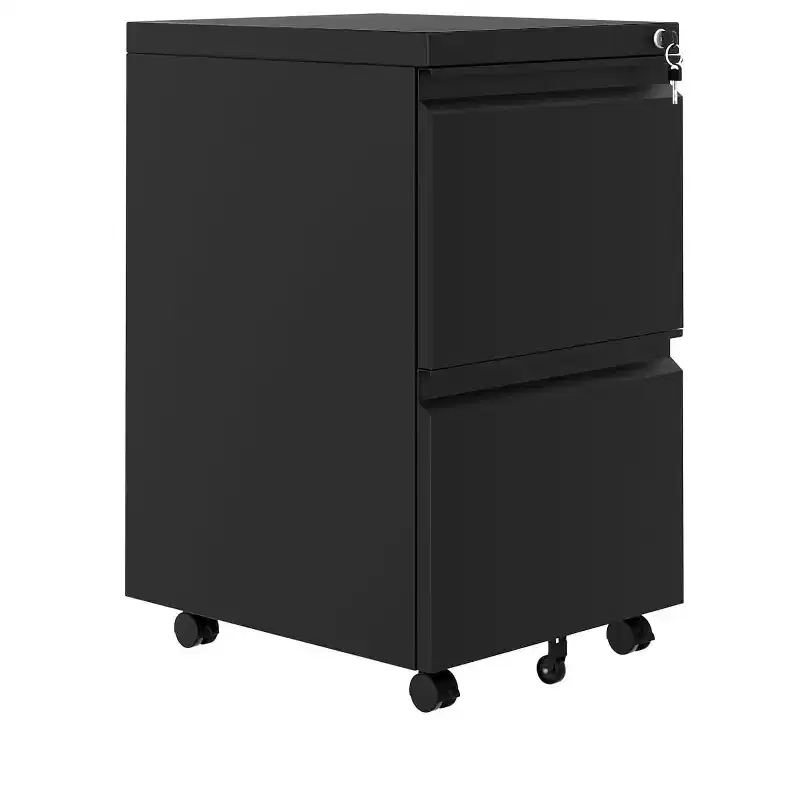 2-Drawer Mobile File Cabinet with Locking Wheels & Security Lock, Under-Desk Rolling Storage for Legal/A4/Letter Files
