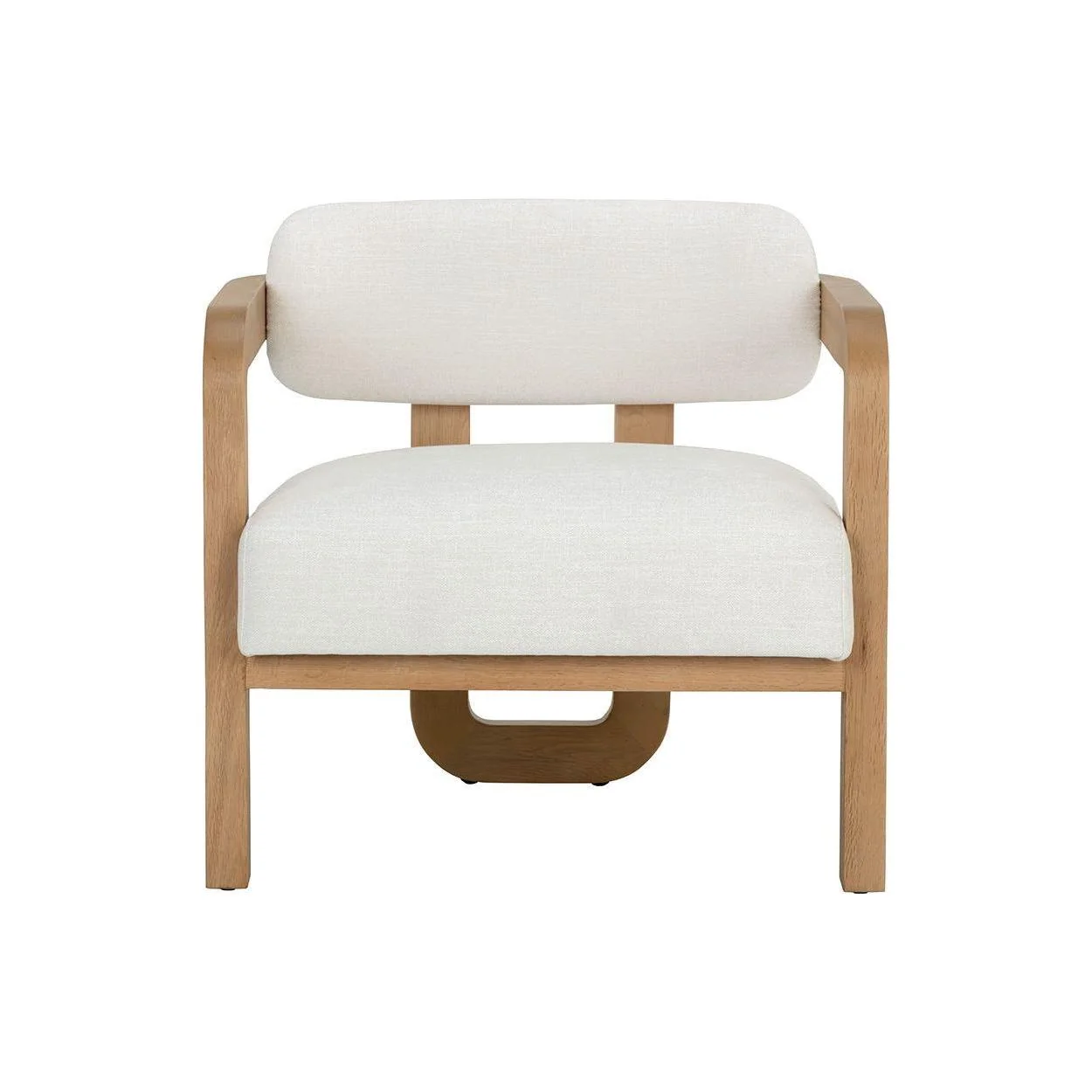 Statuesque Performance Fabric & Brown Oak Three-Leg Lounge Chair with Leather Accents for Living Room