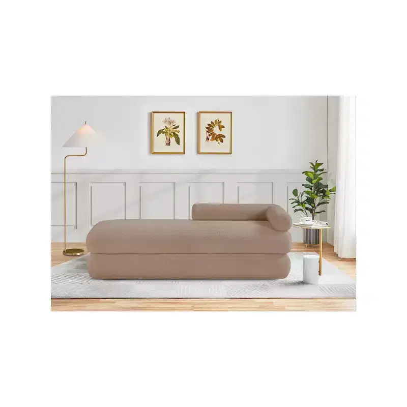 Meridian Furniture,Kennedy Faux Shearling Teddy Fabric Bench