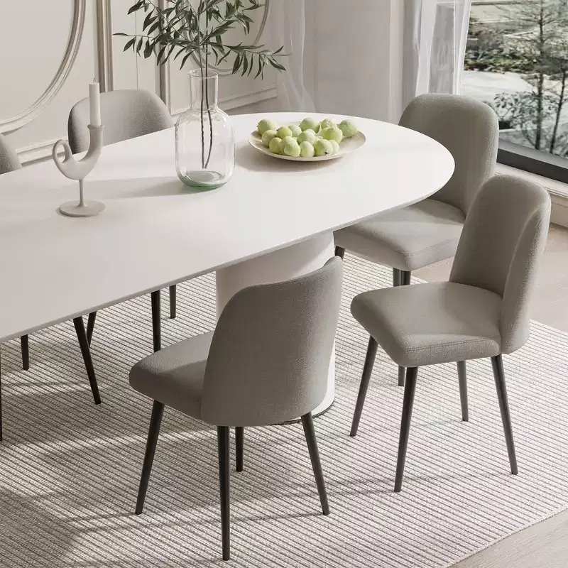 Pexfix Linen Upholstered Dining Chairs with Black Legs Set of 2