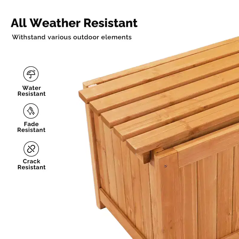 Karl Home | 3-in-1 Solid Outdoor Wood Bench with Raised Garden Bed