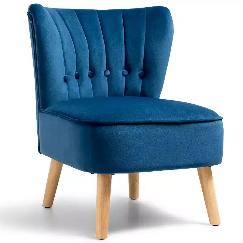 Armless Tufted Velvet Accent Chair Single Sofa Blue Green Pink