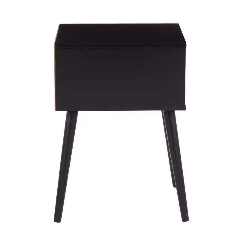 Bora Bora End Table Black - LumiSource: Contemporary Side Table, Tapered Legs, Storage Drawer