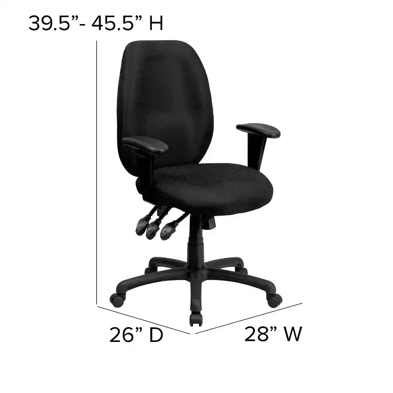 Emma and Oliver High Back Fabric 3-Paddle Ergonomic Swivel Office Chair Adjustable Arms