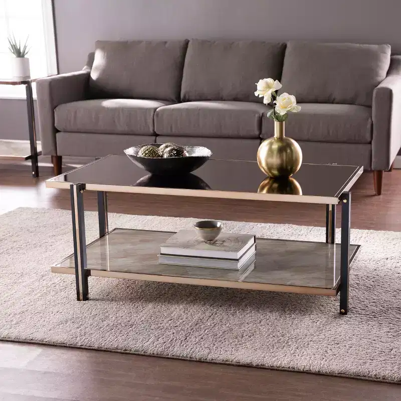 Thornsett Cocktail Table with Mirrored Top - Champagne - SEI