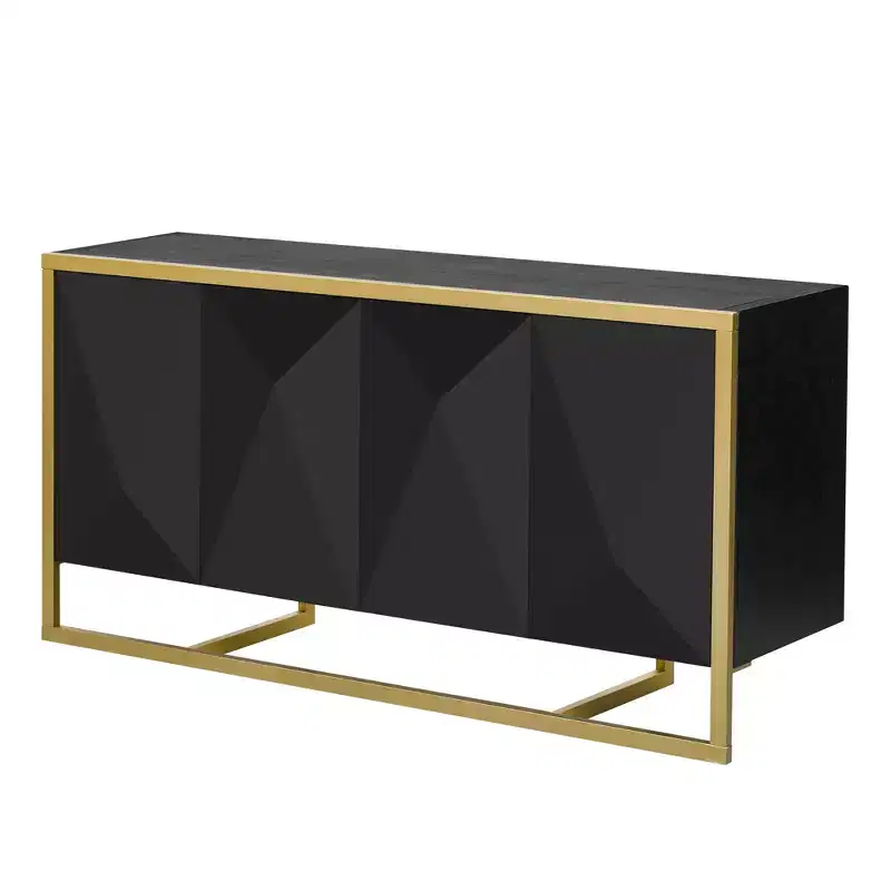 Mahogany Veneer Modern Sideboard with Unique Metal Legs, Versatile Storage Cabinets