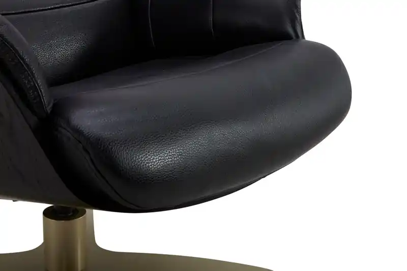 Top-Grain Genuine Leather Swivel Reclining Chair with Footrest