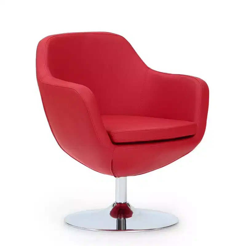 Faux Leather Swivel Accent Chair