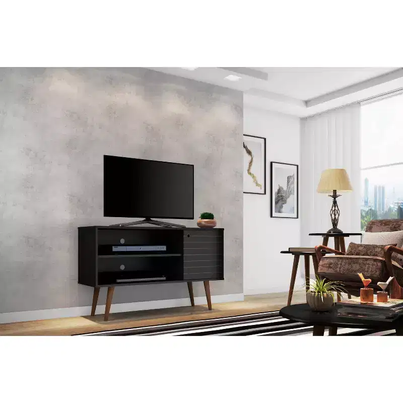 Liberty Mid-Century Modern 2 Shelves and 1 Door TV Stand for TVs up to 46 - Manhattan Comfort