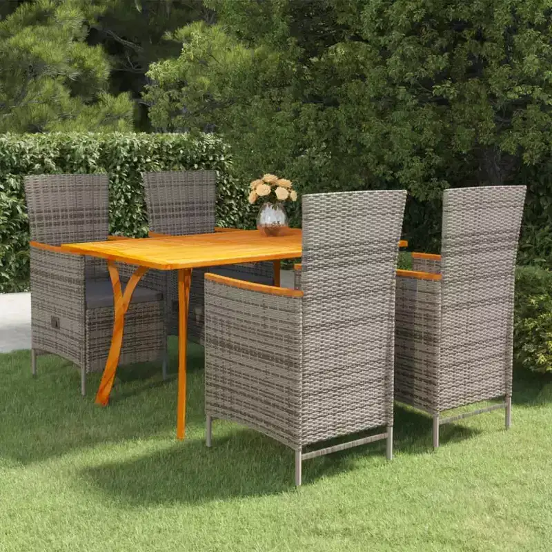 vidaXL Dining Set Grey Solid Acacia wood Large Seats Many Dining Set
