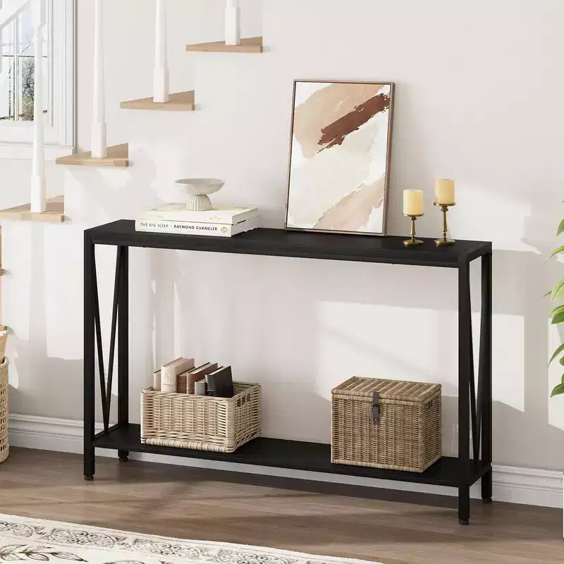 43 Console Table, 2-Tier Industrial Narrow Entryway Table , Sofa Table, Console Tables for Entryway