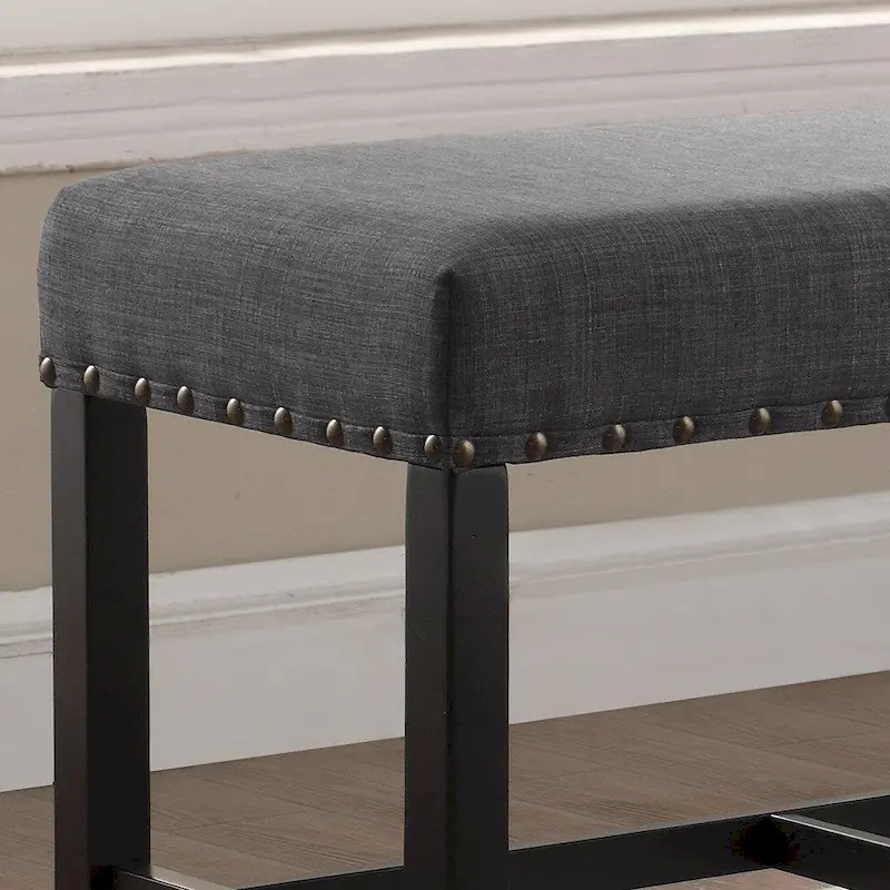 Fabric Counter Height Dining Bench with Nailhead Trim