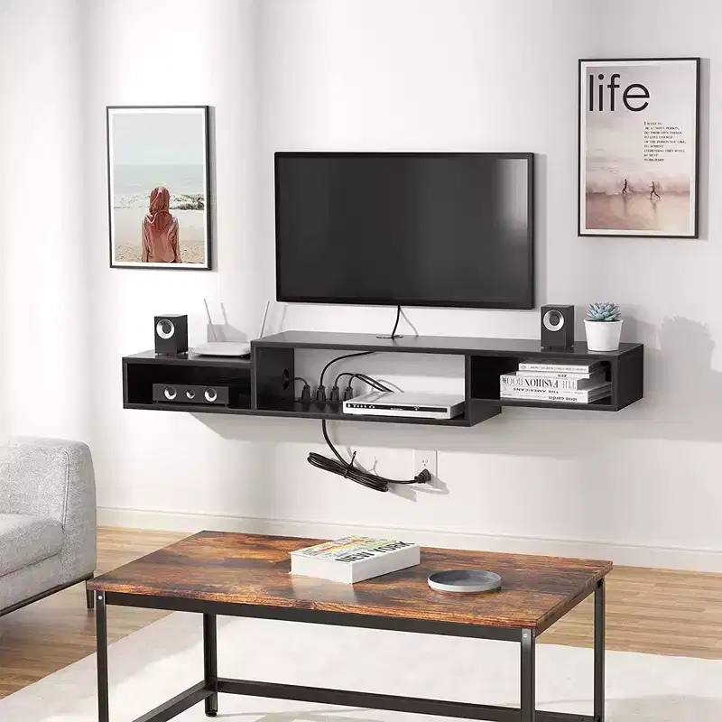 Floating TV Stand for TVs up to 55 - Hausource:Media Console Shelf with Power Outlet