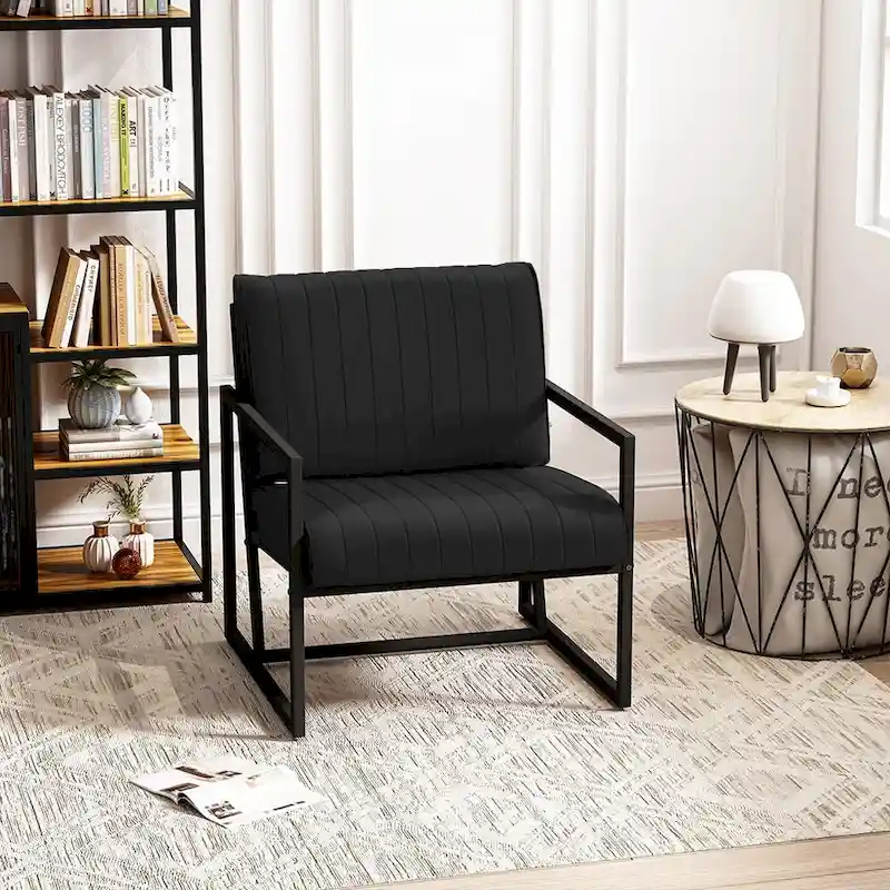 PU Leather Accent Chair with Padded Backrest