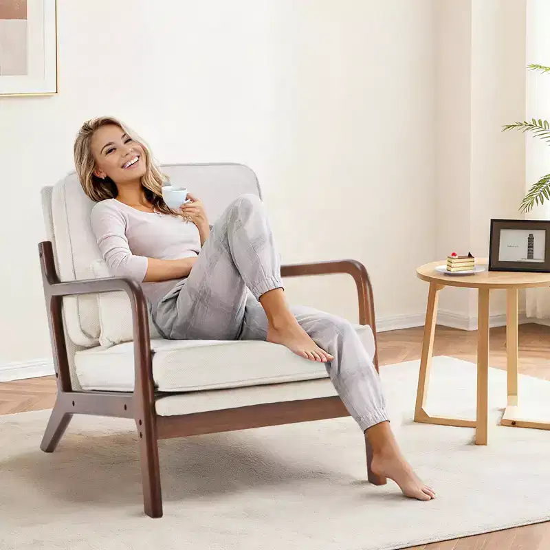 TUYOHW Polyester Accent Chairs,Upholstered Reading Chairs with Arms and Waist Cushion for Living Room,Bedroom