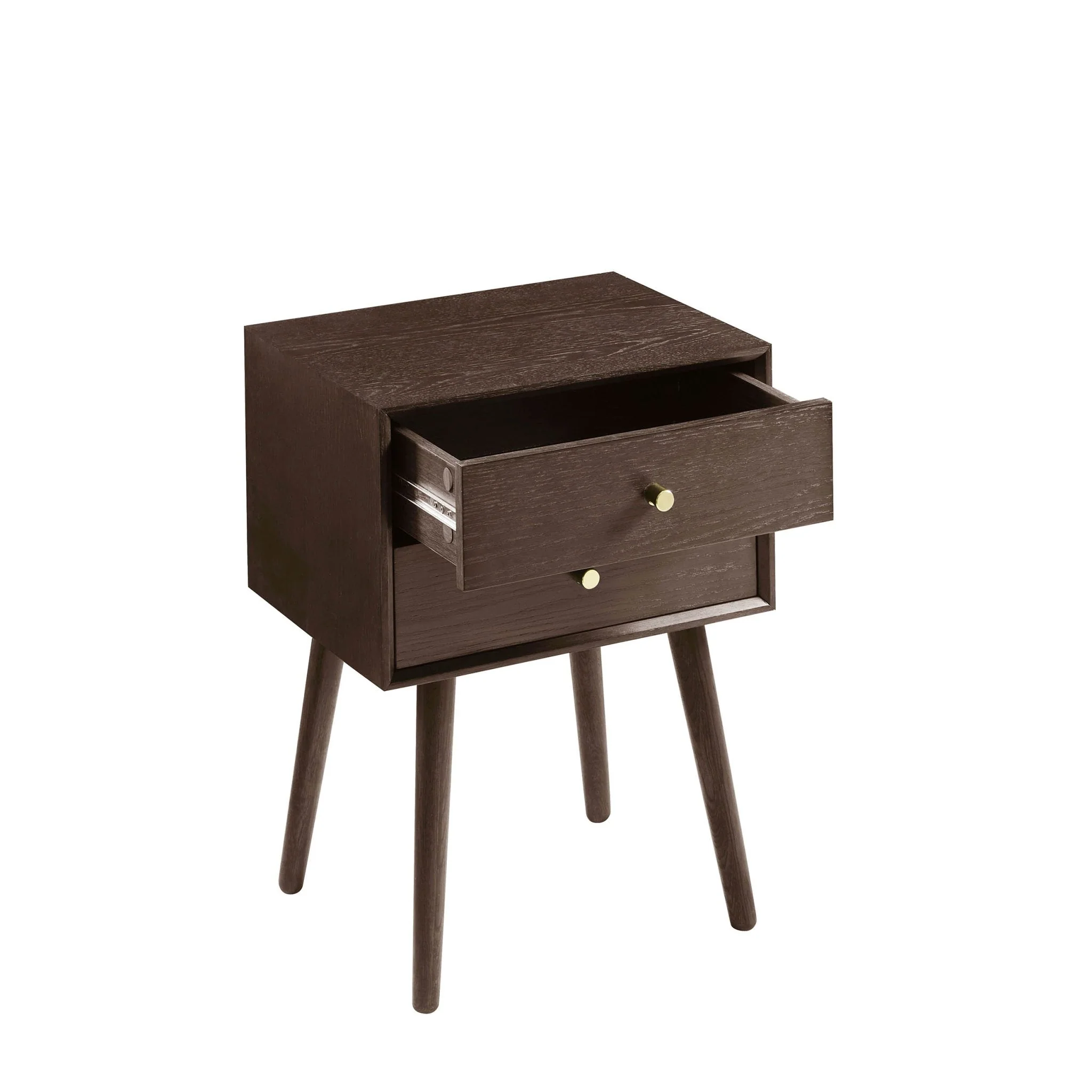 Oak 2 Drawer Bedside Table - Walnut