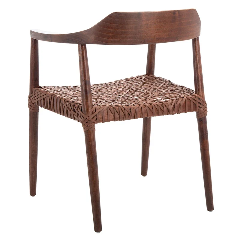 Munro Wanda Woven Leather & Solid Wood Accent Chair (Fully Assembled) - 22 W x 20.5 L x 28.5 H - 22Wx21Dx29H