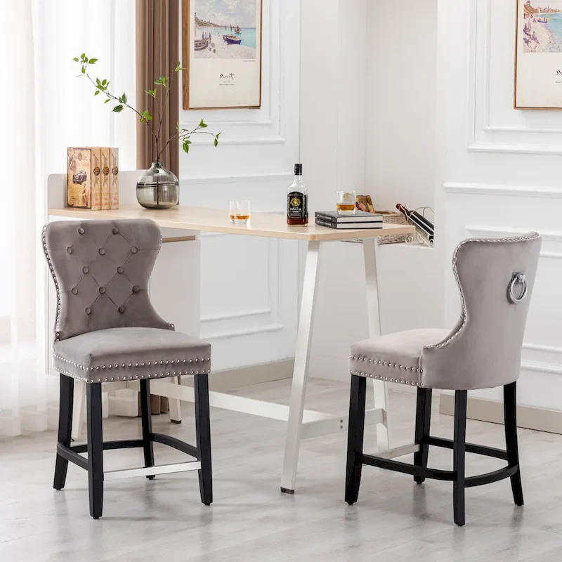 Carter 24 Wingback Tufted Nailhead Counter Stool (Set of 2)