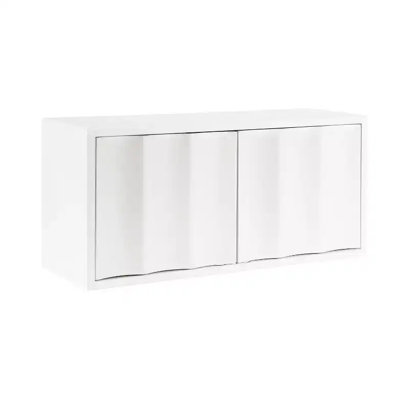Kate & Laurel All Things Decor 30x10x14 Sartell Scallop Wall Cabinet White