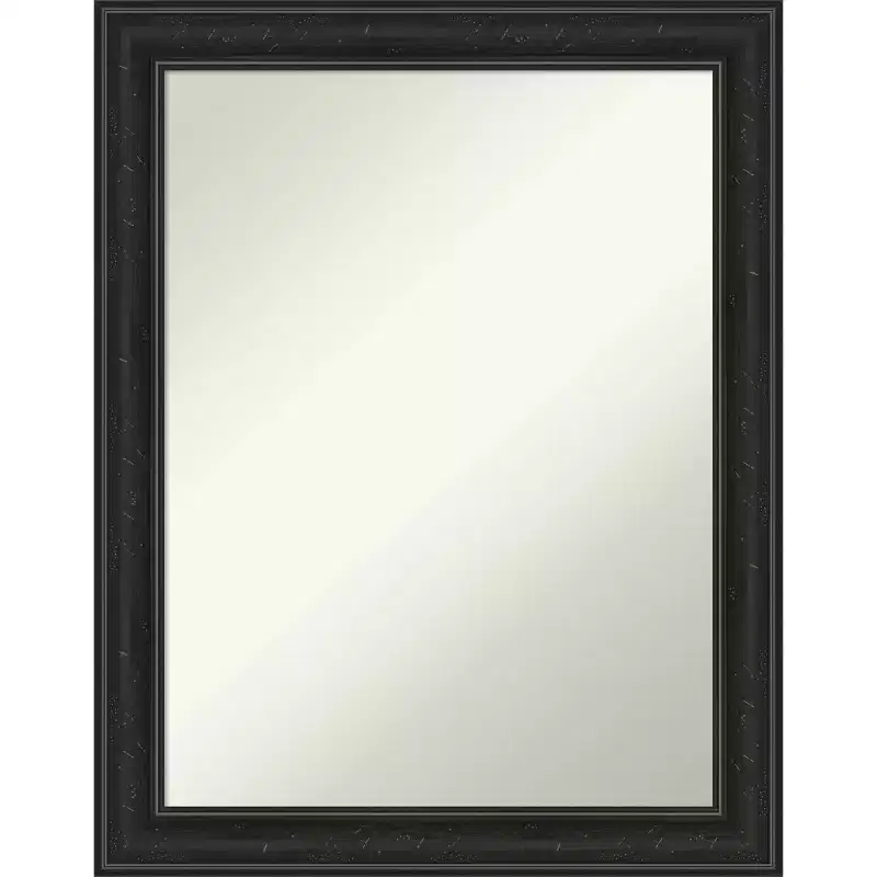 22"x28" Non Beveled Shipwreck Black Narrow Wall Mirror : Modern Rectangle, Polystyrene Frame, Includes Mounting Hardware