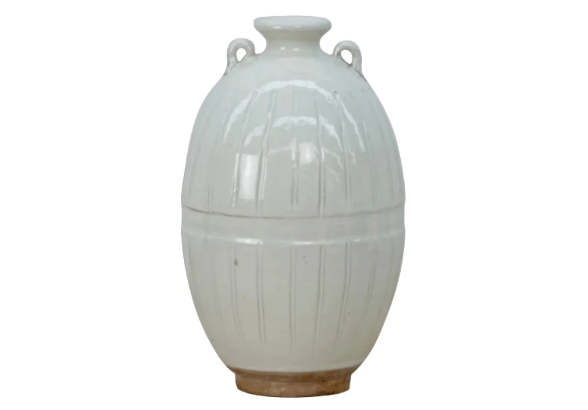 Minimalist Ceramic Planter with Striped Elongated Design for Living Room & Study