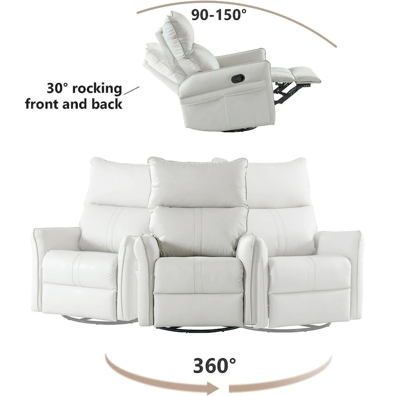 Modern PU Leather Rocker Seating Glider Swivel Recliner Chair
