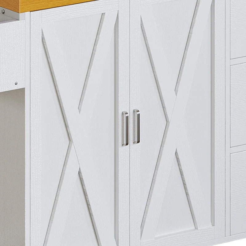 Moasis Large Rolling Kitchen Island Bakers Rack with Power Outlet, LED Light & Tall Shelf