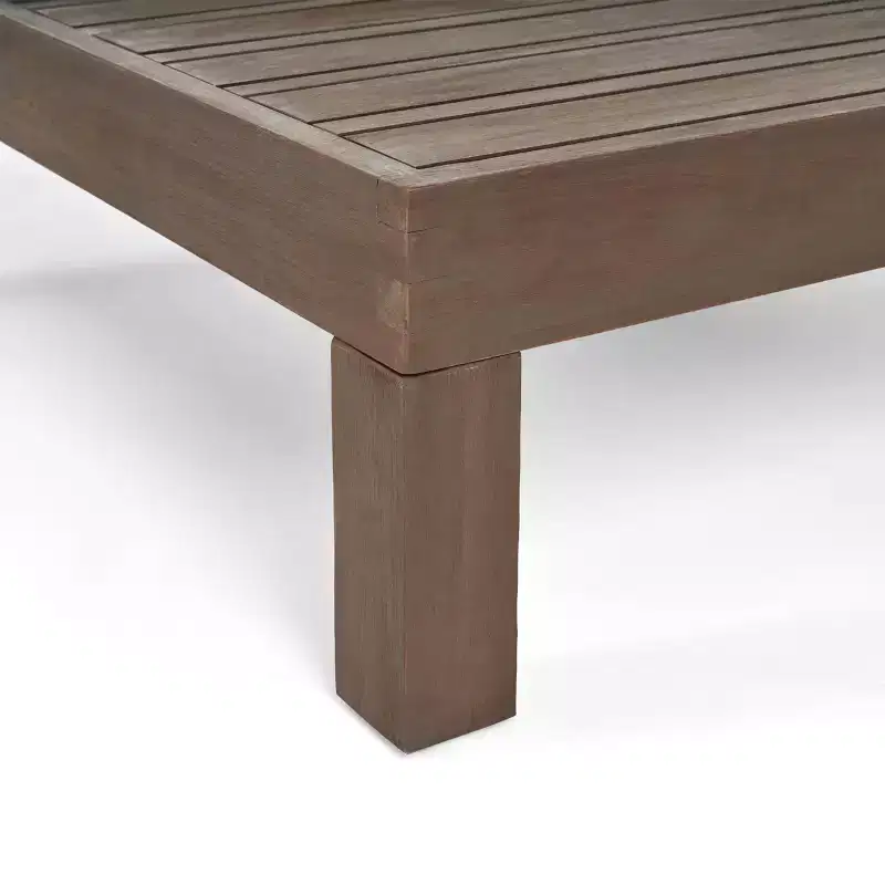 2pk Oana Outdoor Acacia Wood Left Arm Loveseat & Coffee Table with Cushion Gray/Dark Gray - Christopher Knight Home: Patio Chat Set