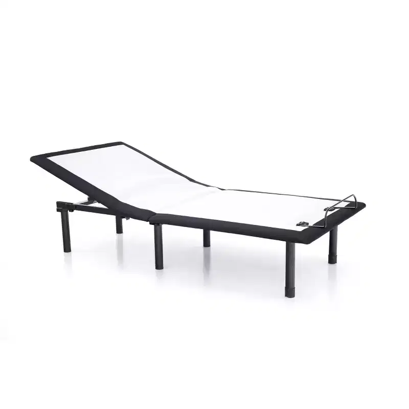 King Adjustable Bed Frame with Battery Backup, USB Ports — Polyester & Steel