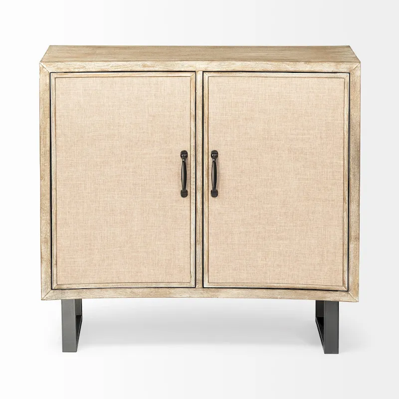 Bellefontaine Natural Fir Veneer & Fabric w/ Graphite Frame & 2 Doors Accent Cabinet